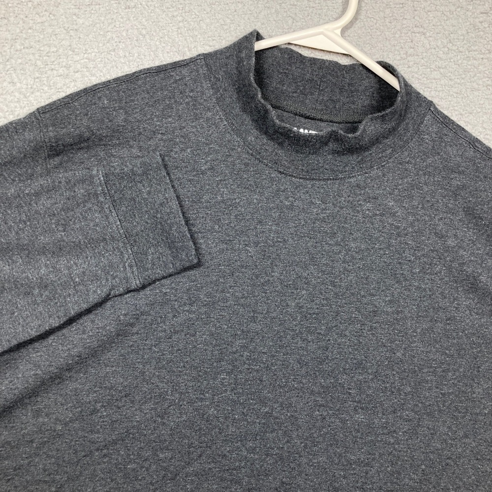Lands' End Super-T Mock‎ Neck Shirt Mens XL Gray Long Sleeve Cotton Layering